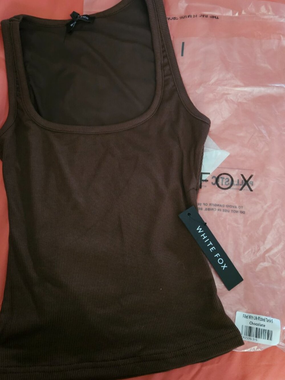 New White Fox Full of Life Chocolate Ribbed Tank - Size S